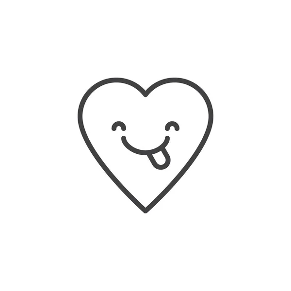 Εικονίδιο διάρθρωσης φατσούλα πρόσωπο με τη γλώσσα της καρδιάς — Διανυσματικό Αρχείο