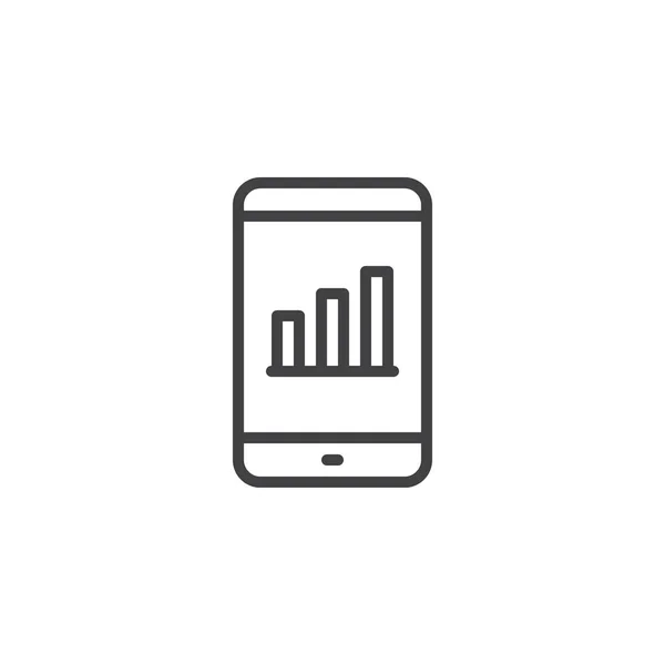 Mobile business chart outline icon — Stock Vector