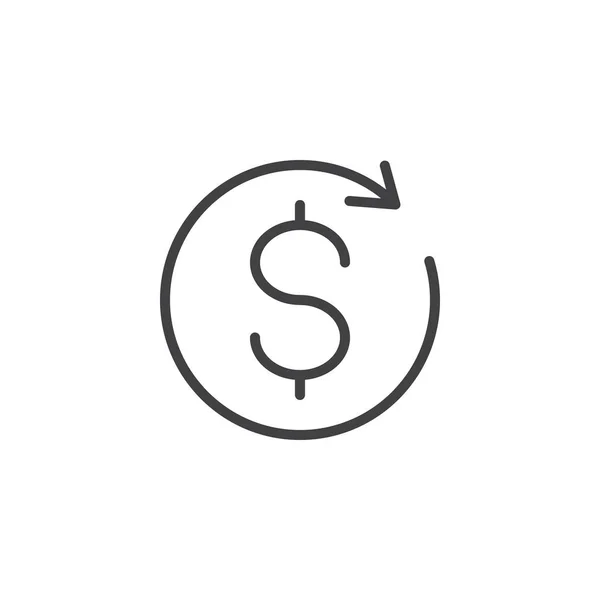 Aktualizovat, vyměňovat si ikonu obrysu dolar — Stockový vektor