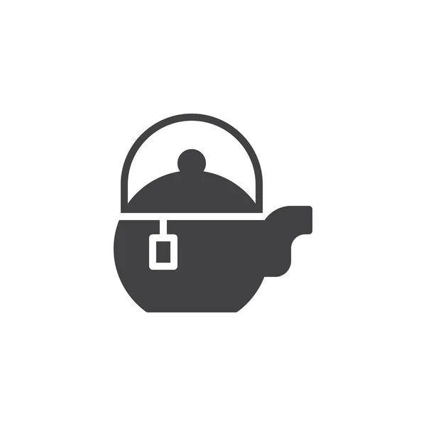 Tea pot with tea bag vector icon — Stock Vector