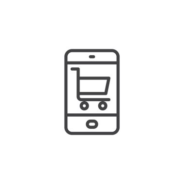 Online Mobil alışveriş anahat simgesi