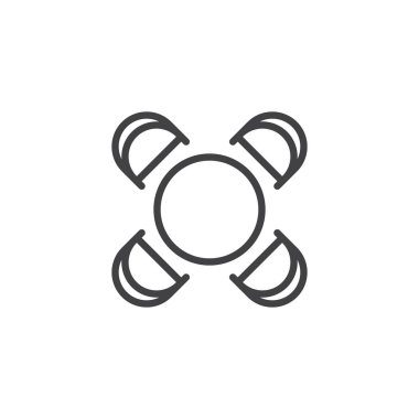 Yuvarlak masa ve sandalyeler en iyi görünümü anahat simgesini