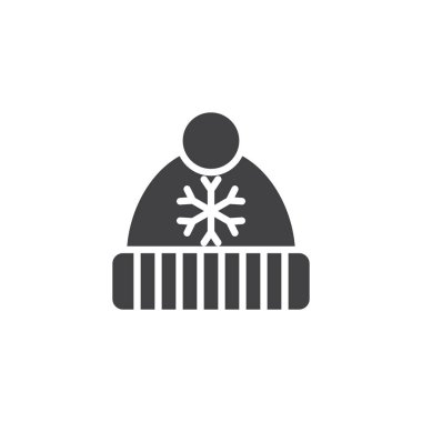 Kar tanesi amblemi vektör simgesi ile kış şapka