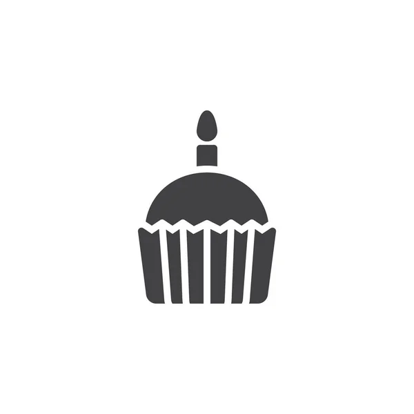 Cupcake mit Kerzenvektorsymbol — Stockvektor