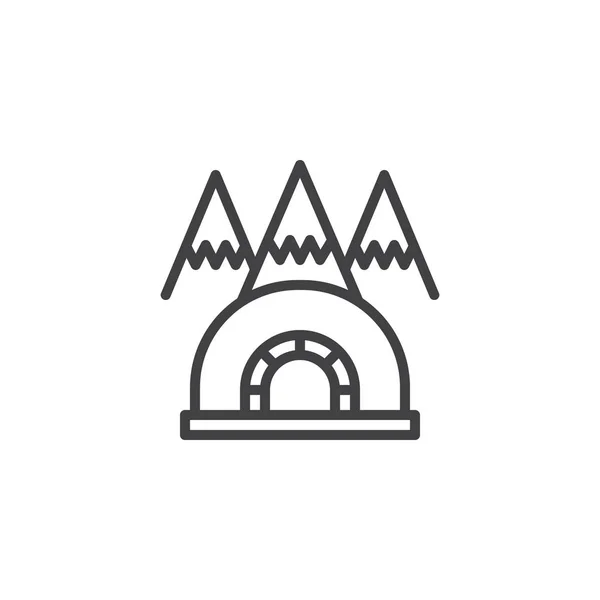 Igloo montagne icona contorno — Vettoriale Stock