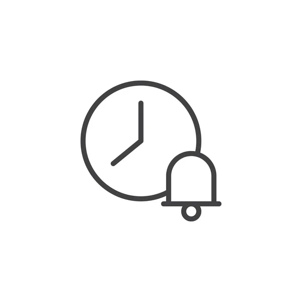 Icono de contorno de reloj y campana — Vector de stock