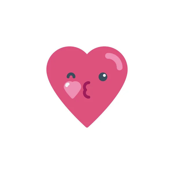 Küssen herz gesicht charakter emoji flache symbol — Stockvektor