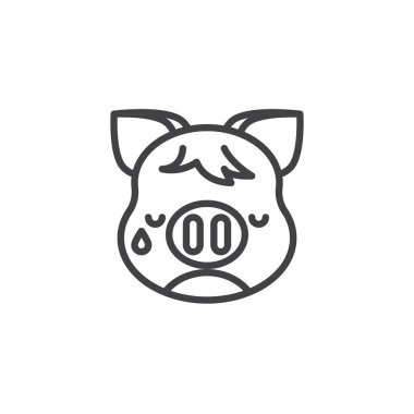 Sad Piggy yüz ifade çizgi simgesi