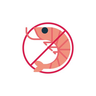 Hayır karides, alerjen gıda düz simge