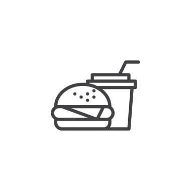 Hamburger ve soda içecek hattı simgesi