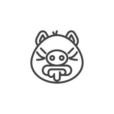 Kusma emoji Piggy yüz hattı simgesi