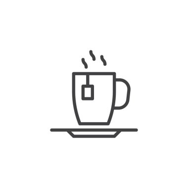 Sıcak bitkisel çay bardağı çizgi simgesi