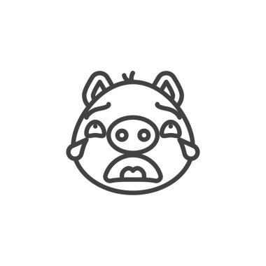 Ağlayan Piggy yüz ifade çizgi simgesi