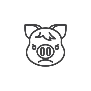 Pouting Piggy yüz emoji hattı simgesi