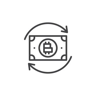 Bitcoin para değişimi oklar çizgi simgesi