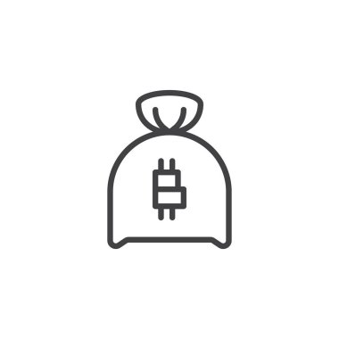 Bitcoin para çantası çizgisi simgesi