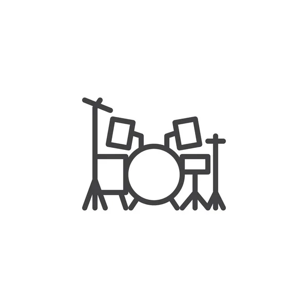 Drum kit line icon — Stock Vector