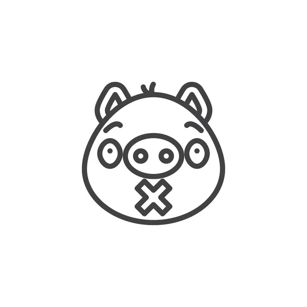 Piggy silencioso cara emoticono línea icono — Archivo Imágenes Vectoriales