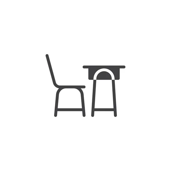 Mesa da escola e um ícone de vetor de cadeira — Vetor de Stock