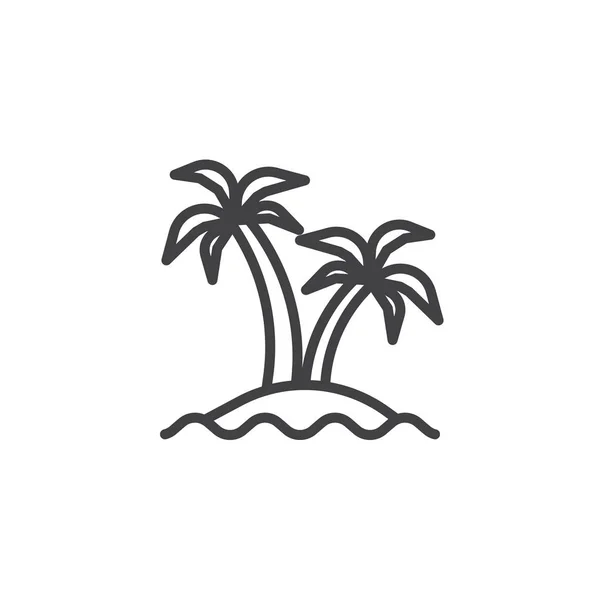 Palmen Insel Linie Symbol — Stockvektor