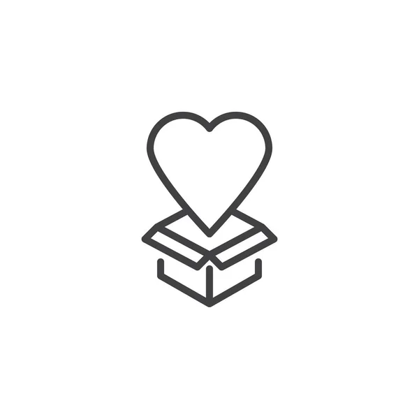 Heart gift box line icon — Stock Vector