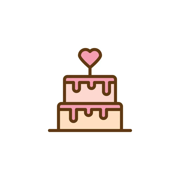 Düğün pastası düz simgesi — Stok Vektör