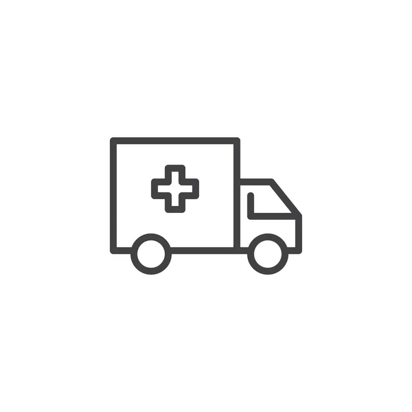Icono de línea de camión ambulancia — Vector de stock
