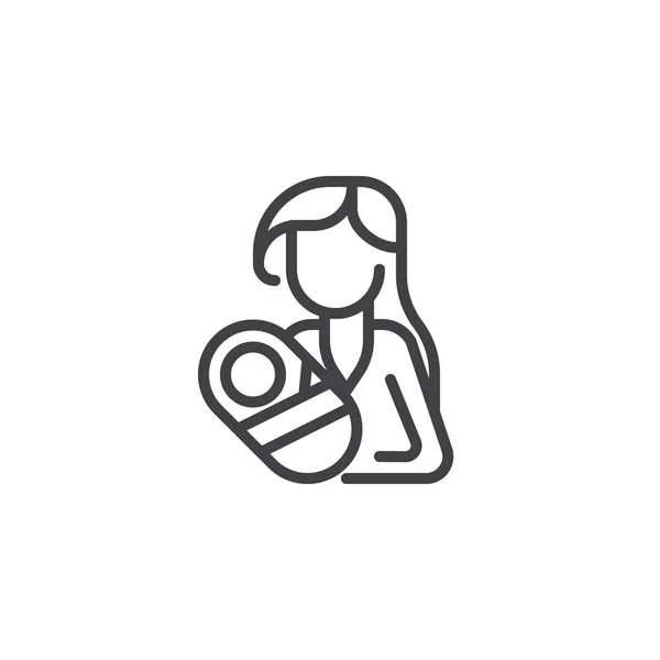 Kadın tutan yenidoğan bebek hattı simgesi — Stok Vektör