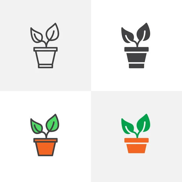 Ikona rostliny a hrnce — Stockový vektor