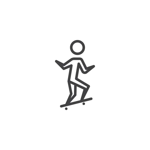 Hombre skateboarder paseo skateboard línea icono — Vector de stock