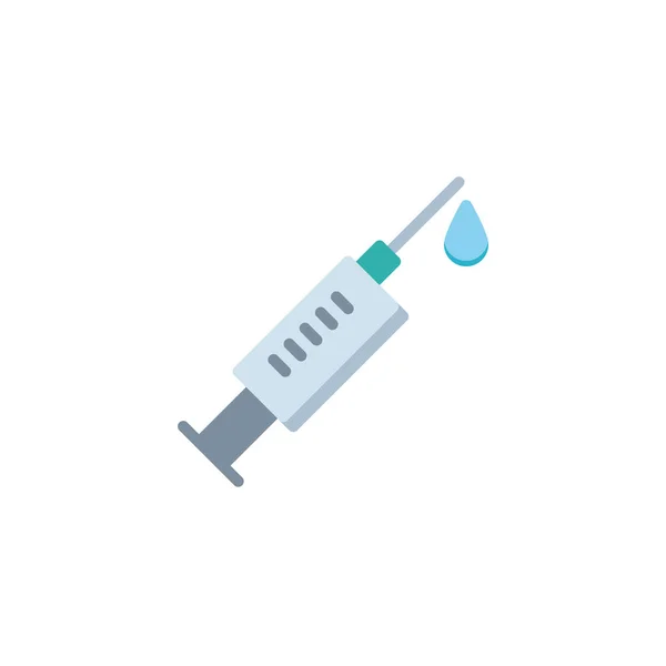 Jeringa inyectable con medicamento gota icono plano — Archivo Imágenes Vectoriales