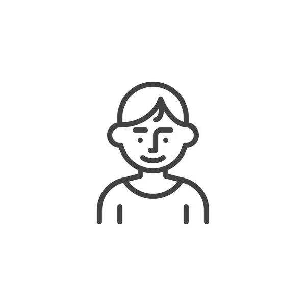 Jovem avatar personagem ícone de linha —  Vetores de Stock