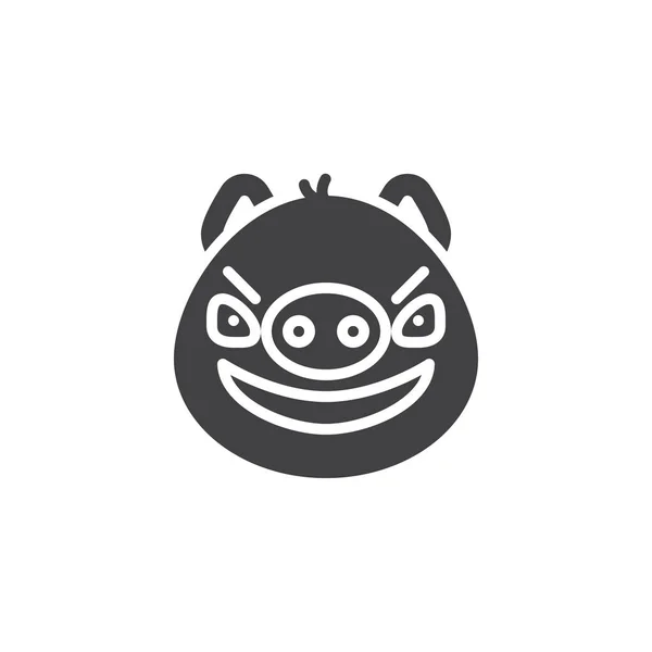 Ícone de vetor emoticon cara porquinho agressivo — Vetor de Stock