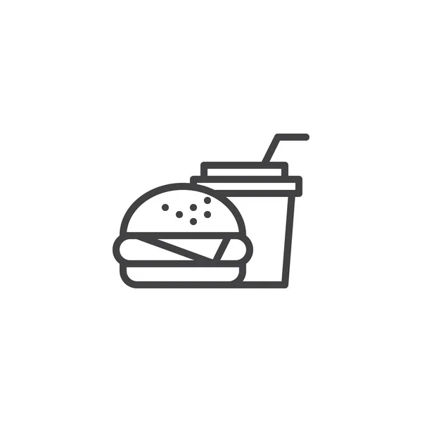 Hamburger and soda drink line icon — Stock Vector