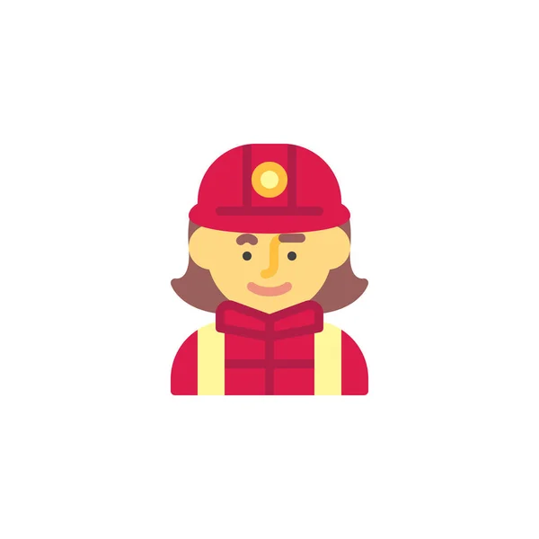 Пожежна жінка в шоломі плоский значок — стоковий вектор