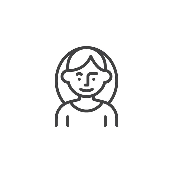 Mujer joven avatar carácter línea icono — Vector de stock
