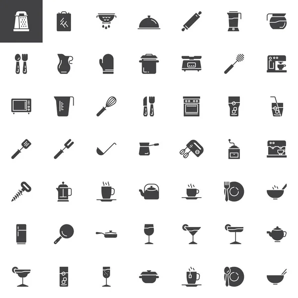 Ustensiles de cuisine ensemble d'icônes vectorielles — Image vectorielle