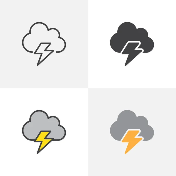 Wolk, bliksem pictogram — Stockvector