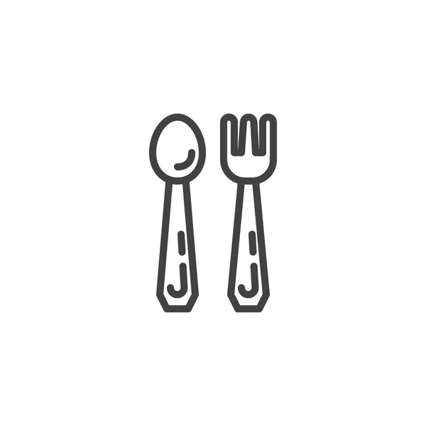 Spoon and fork line icon — Stock Vector