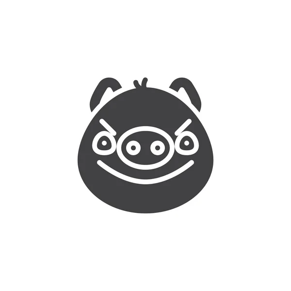 Piggy disgustado cara icono de vector emoticono — Vector de stock