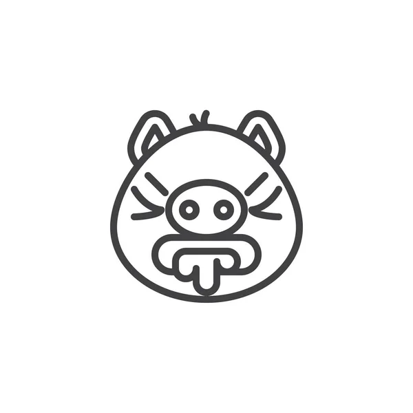 Kusma emoji Piggy yüz hattı simgesi — Stok Vektör