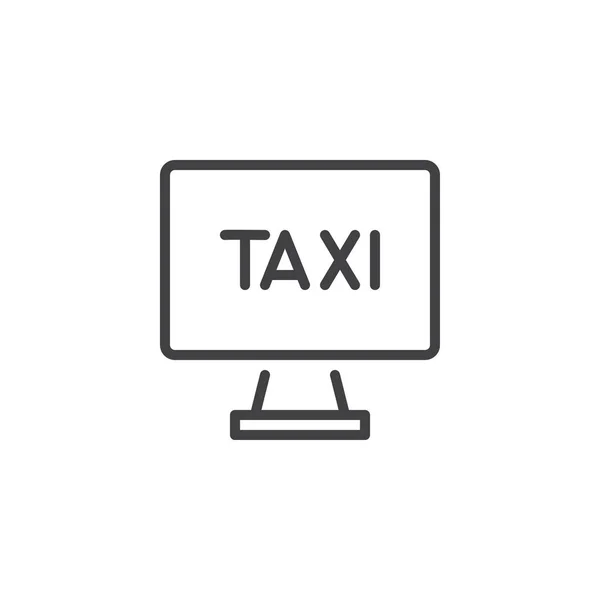 Icona linea monitor computer servizio taxi — Vettoriale Stock