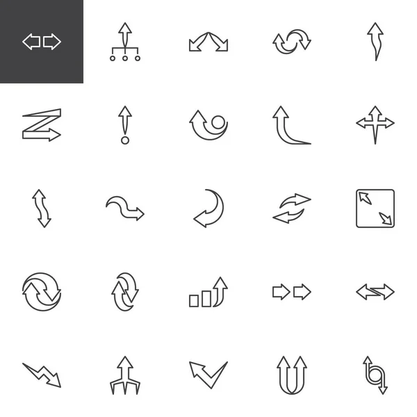 Flechas línea iconos conjunto — Vector de stock
