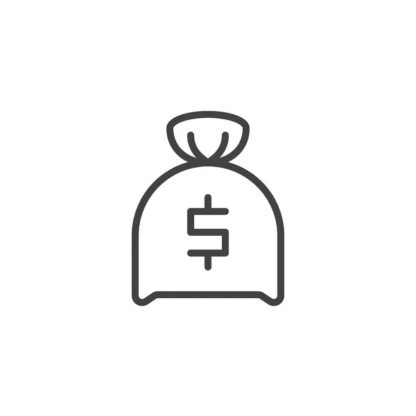 Geld tas lijn pictogram — Stockvector