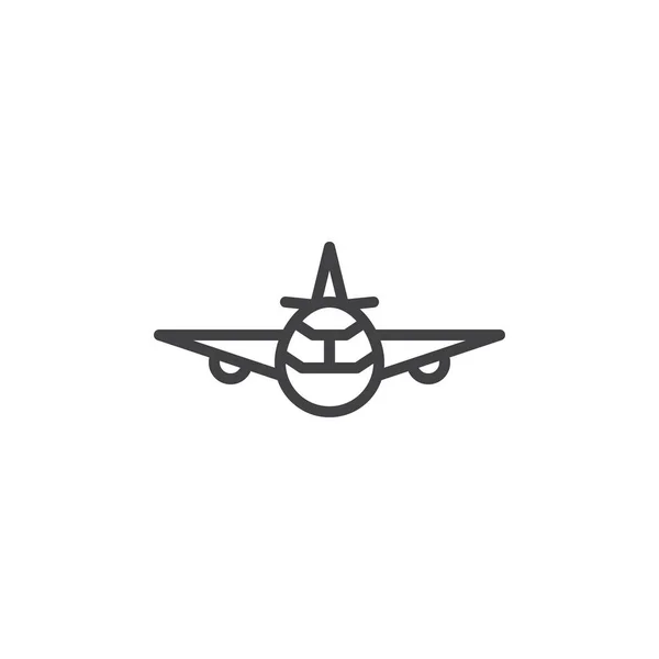 Aviones icono de la línea de visión frontal — Vector de stock