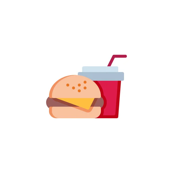 Cheeseburger a mléčný koktejl, plochý symbol — Stockový vektor