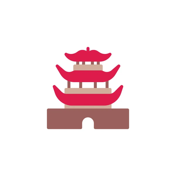 Kinesisk tempel arkitektur, platt ikon — Stock vektor