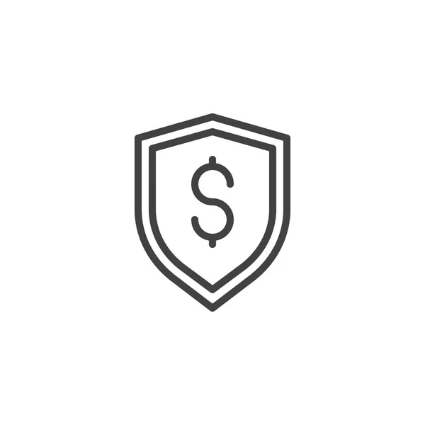 Icono de línea de protección de dinero — Vector de stock