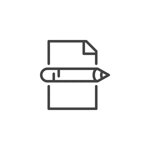 문서 파일 및 펜 선 아이콘 — 스톡 벡터