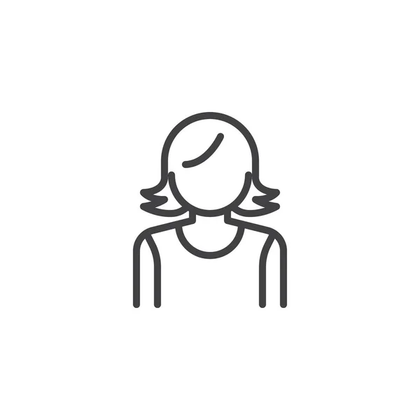 Chica joven avatar icono de línea — Vector de stock